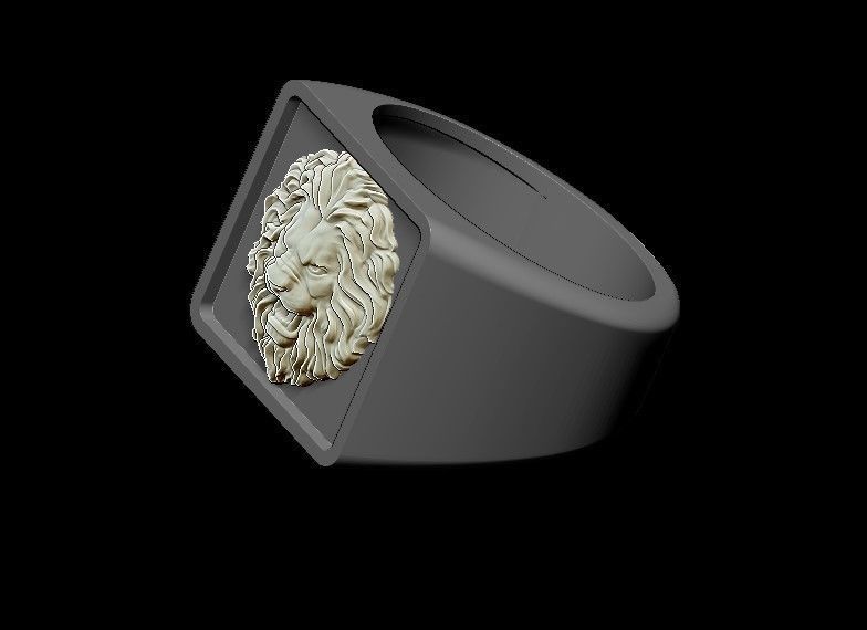 Lion ring 3D print model_4
