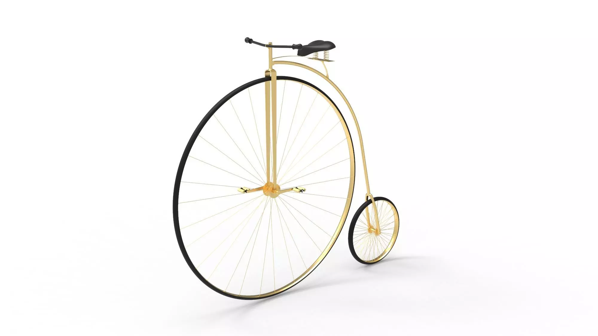 Penny-farthing gold bicycle 3D model