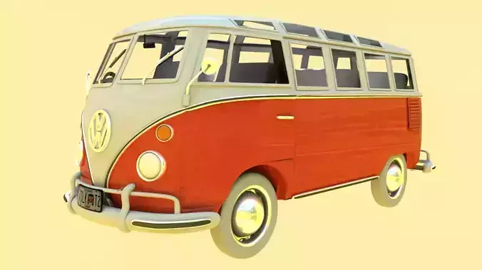 Volkswagen Samba T1 Bus 3D Model Low-poly 3D model