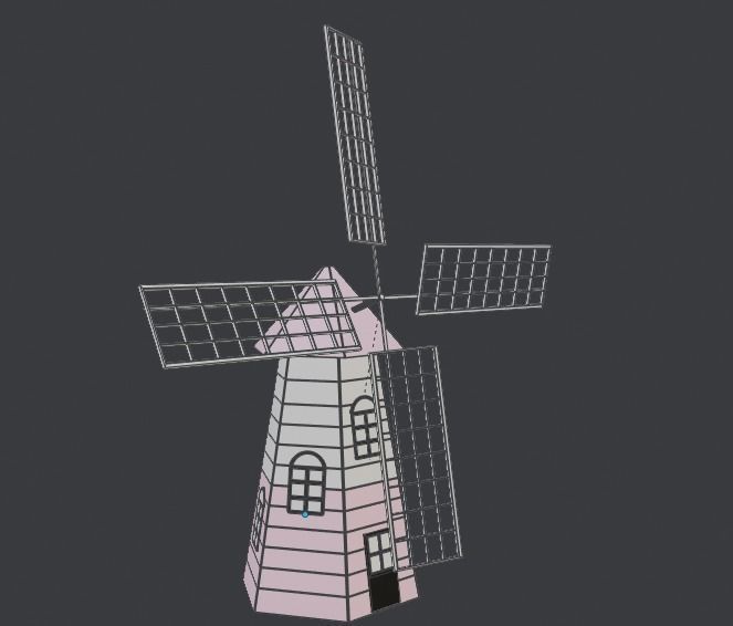 Cartoon Pink Windmill Low-poly 3D model_12