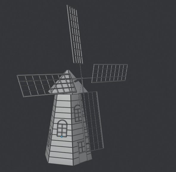 Cartoon Pink Windmill Low-poly 3D model_10