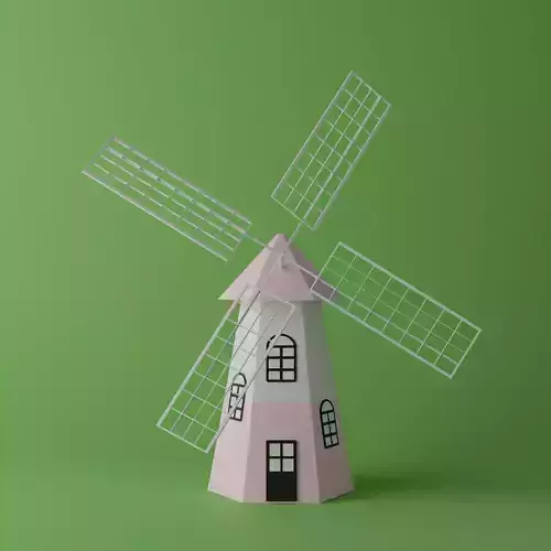 Cartoon Pink Windmill