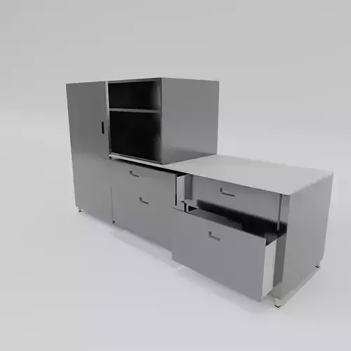 Cabinet office desk with drawers and cabinets