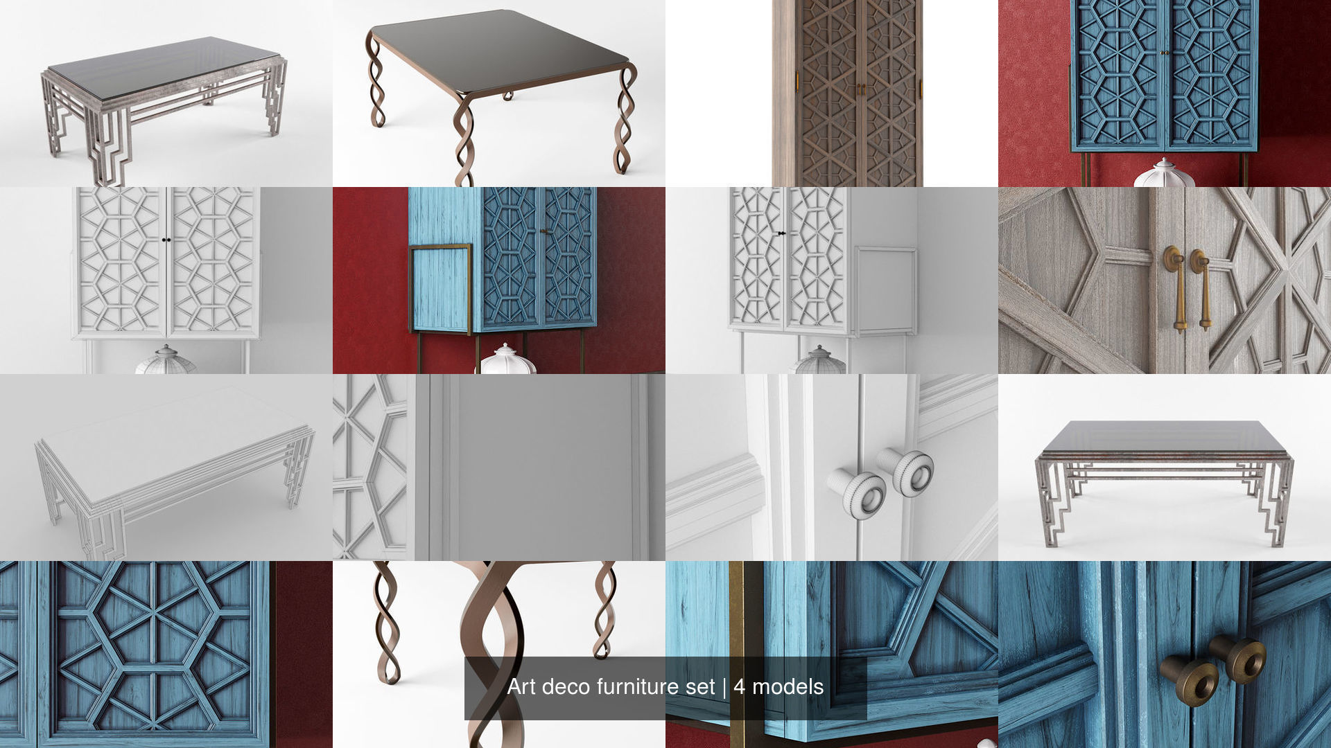 Art deco furniture set 3D Model Collection CGTrader