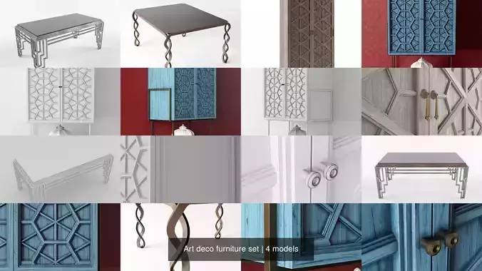Art deco furniture set 3D Model Collection