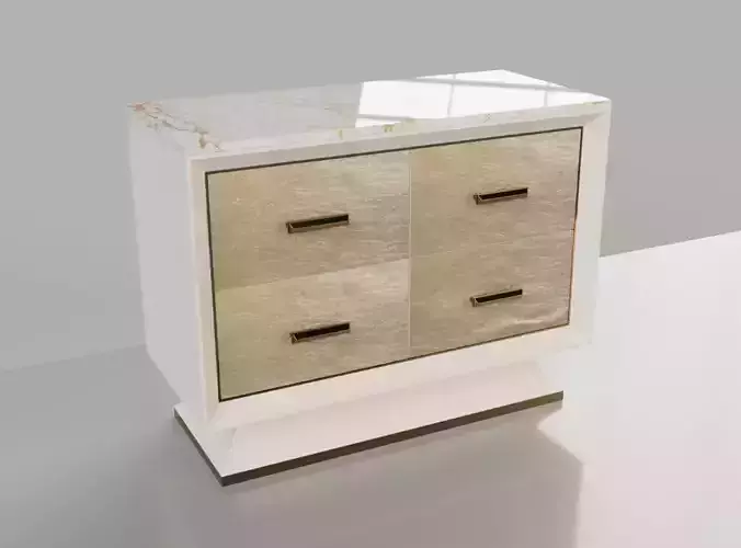 Modern credenza with 4 drawers and marble top chest of drawers 3D model