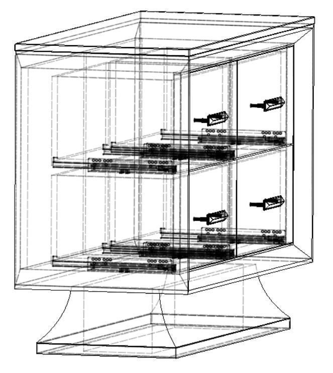 Modern credenza with 4 drawers and marble top chest of drawers 3D model_5