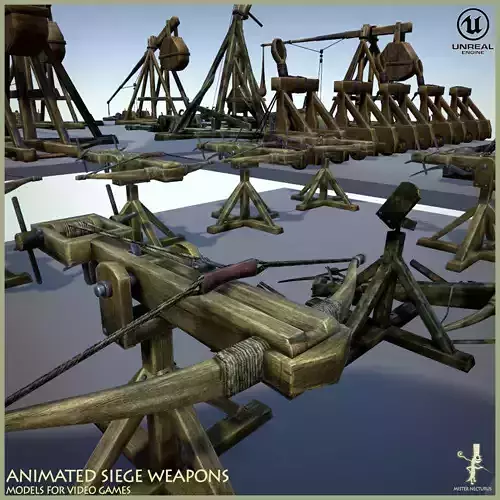 Animated Siege Weapons Low-poly 3D model