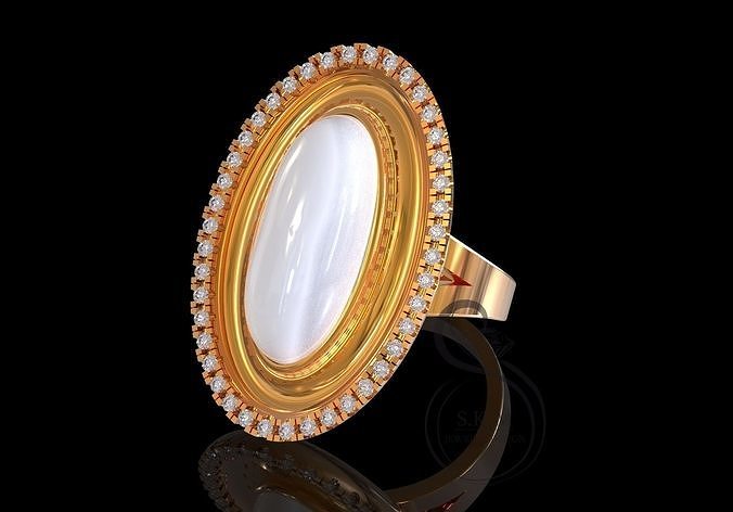 19x9 oval cabochon ring 3D print model