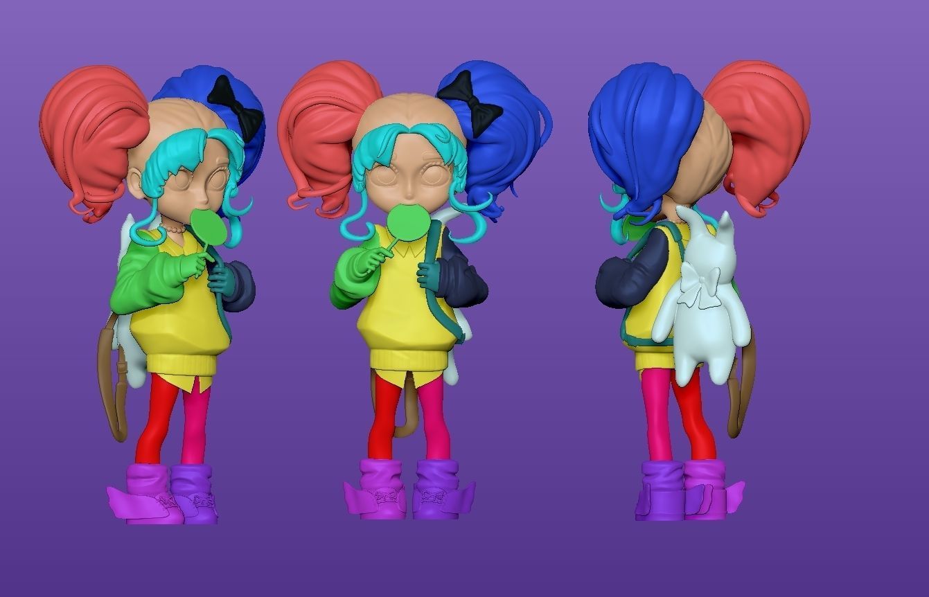 cute little girl 3D print model_8