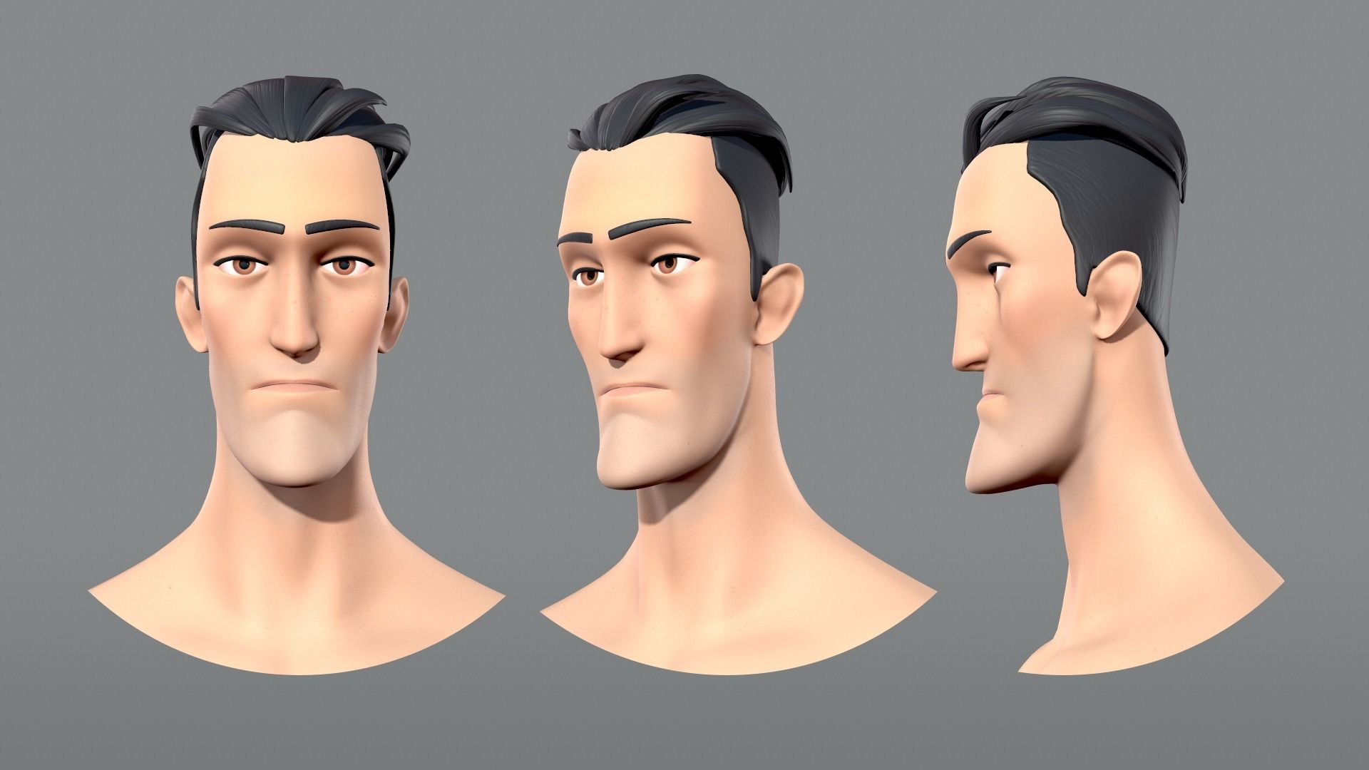 Male and female cartoon characters base mesh Low-poly 3D model_6