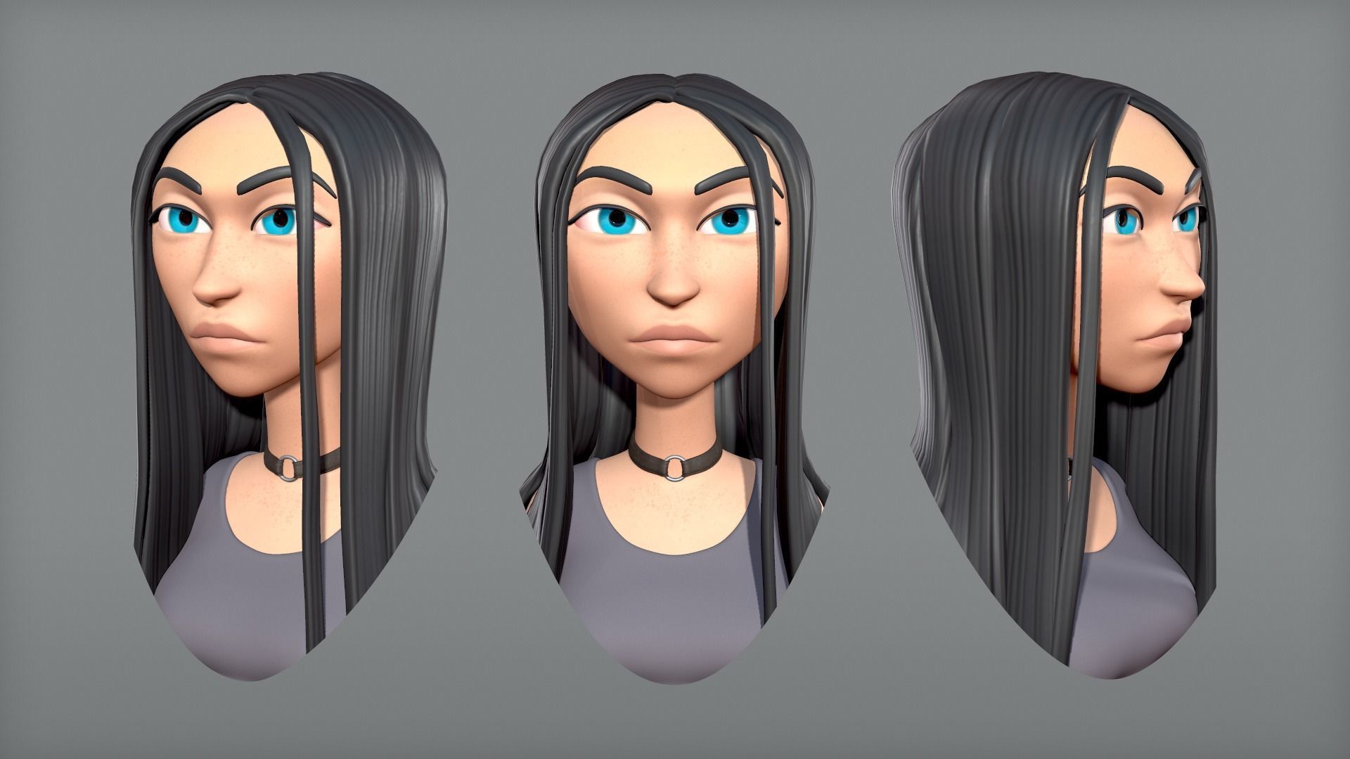 Male and female cartoon characters base mesh Low-poly 3D model_5