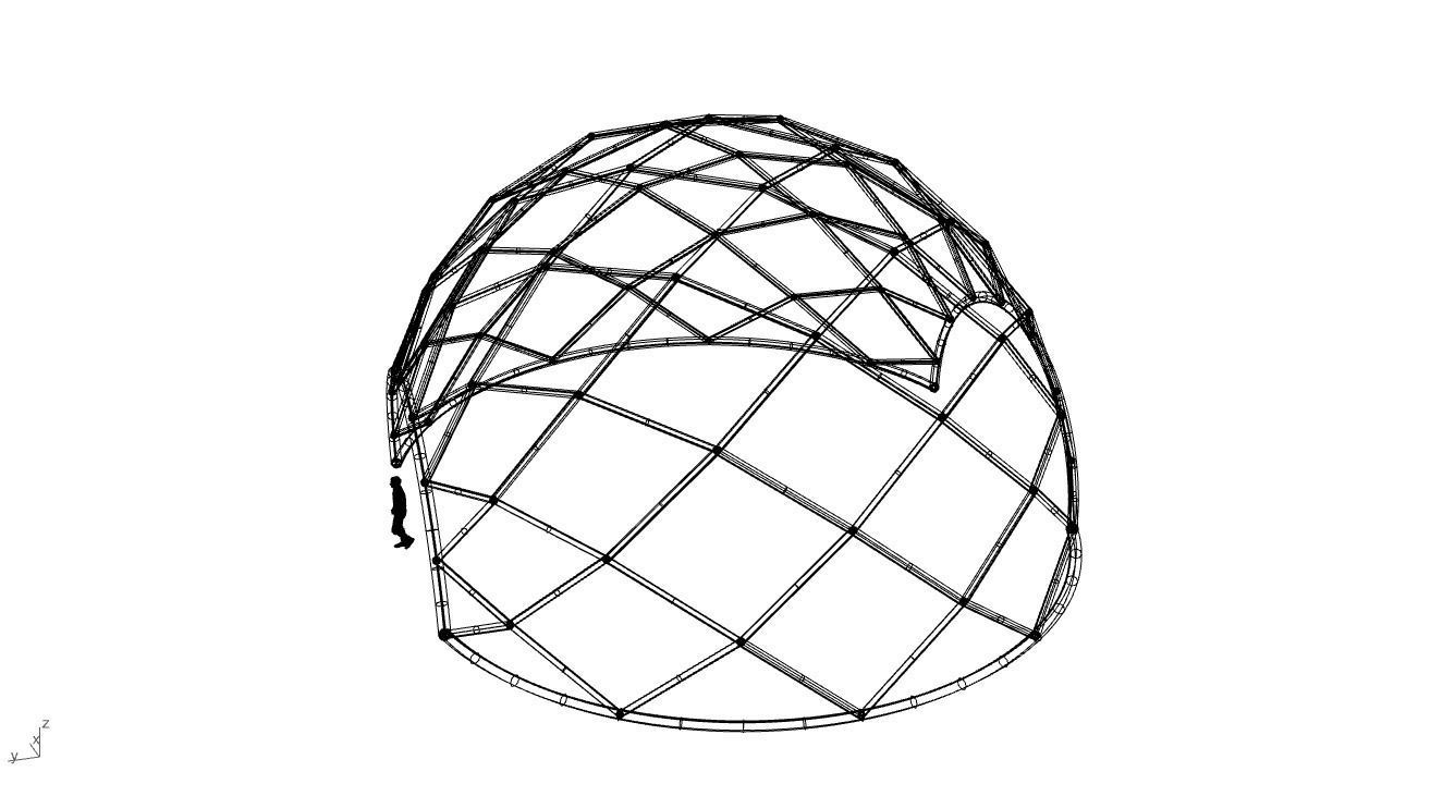 Diagonal Wireframe Dome Architectural Stand Alone Structure v1 3D model_68