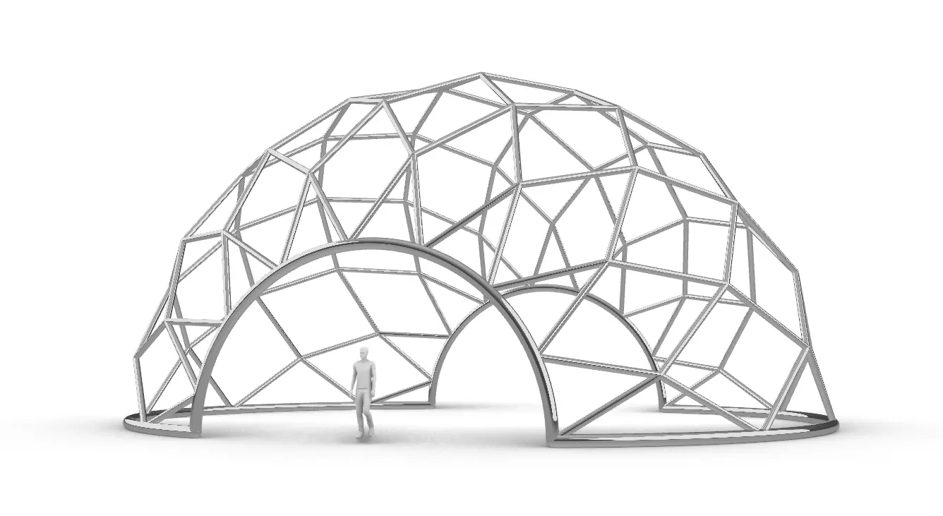 Diagonal Wireframe Dome Architectural Stand Alone Structure v1 3D model_0