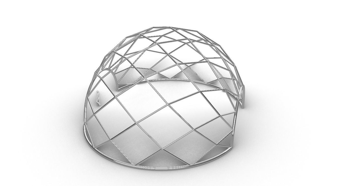 Diagonal Wireframe Dome Architectural Stand Alone Structure v1 3D model_30