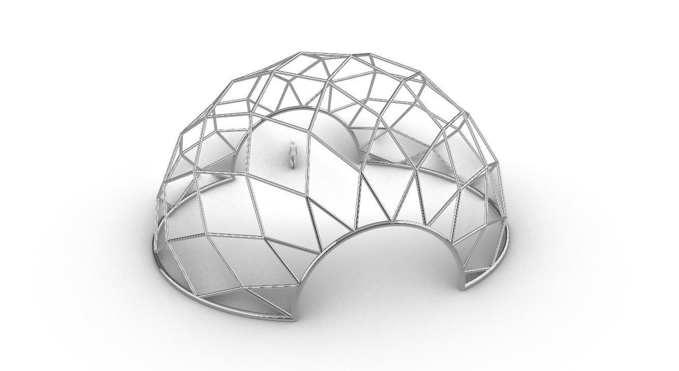 Diagonal Wireframe Dome Architectural Stand Alone Structure v1 3D model_28