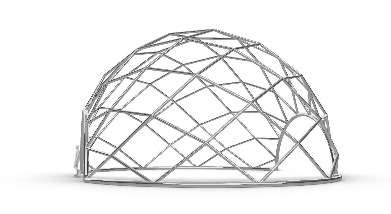 Diagonal Wireframe Dome Architectural Stand Alone Structure v1 3D model_16