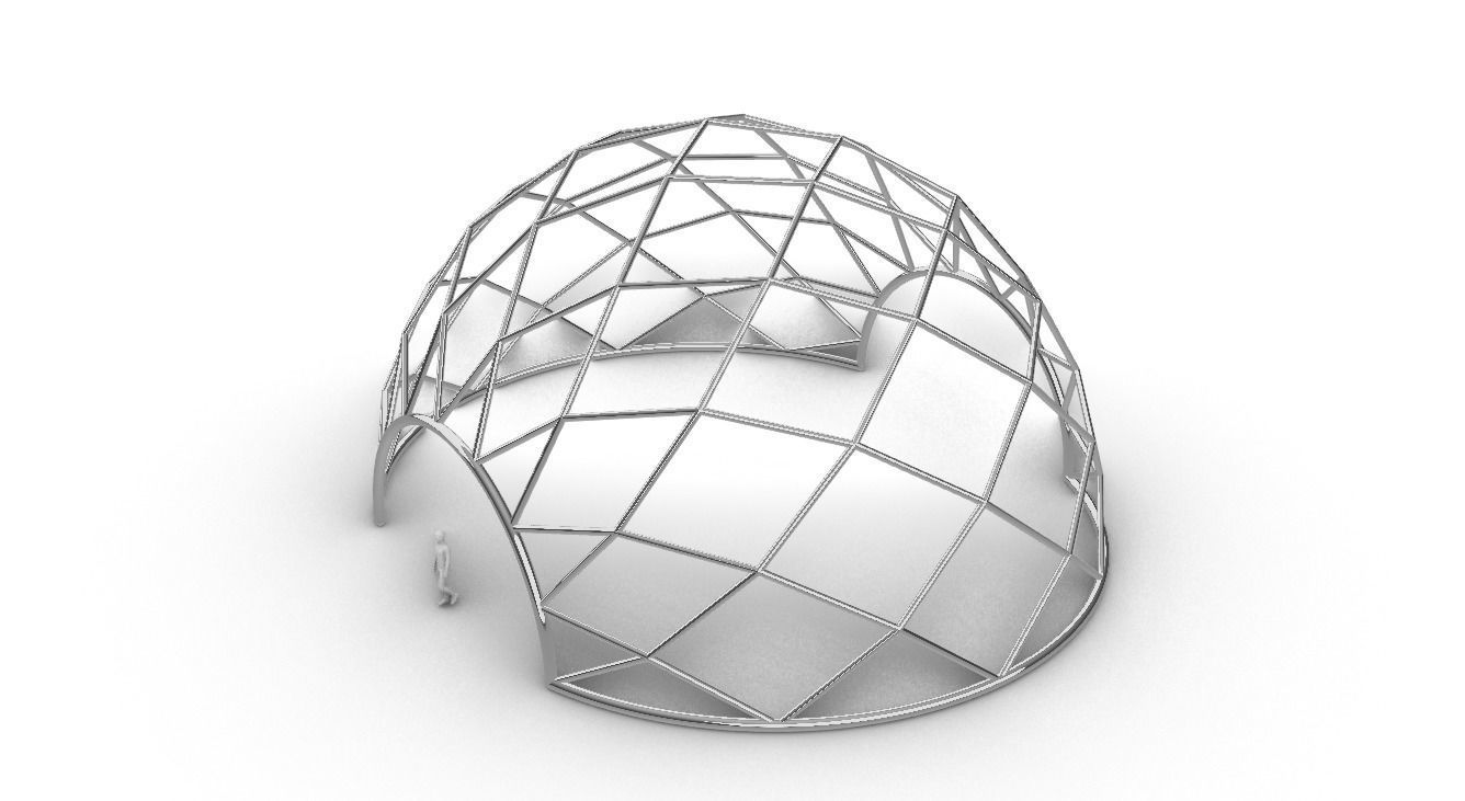 Diagonal Wireframe Dome Architectural Stand Alone Structure v1 3D model_20