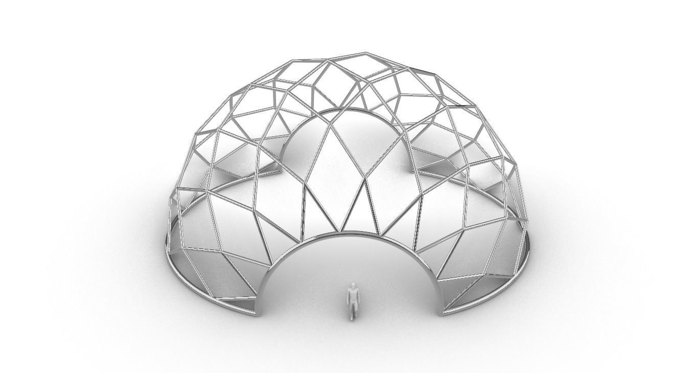 Diagonal Wireframe Dome Architectural Stand Alone Structure v1 3D model_23