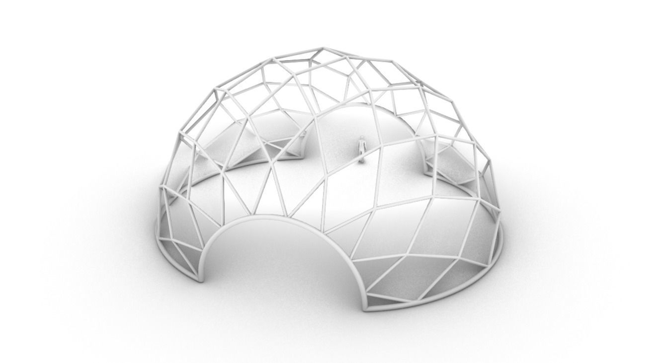 Diagonal Wireframe Dome Architectural Stand Alone Structure v1 3D model_44