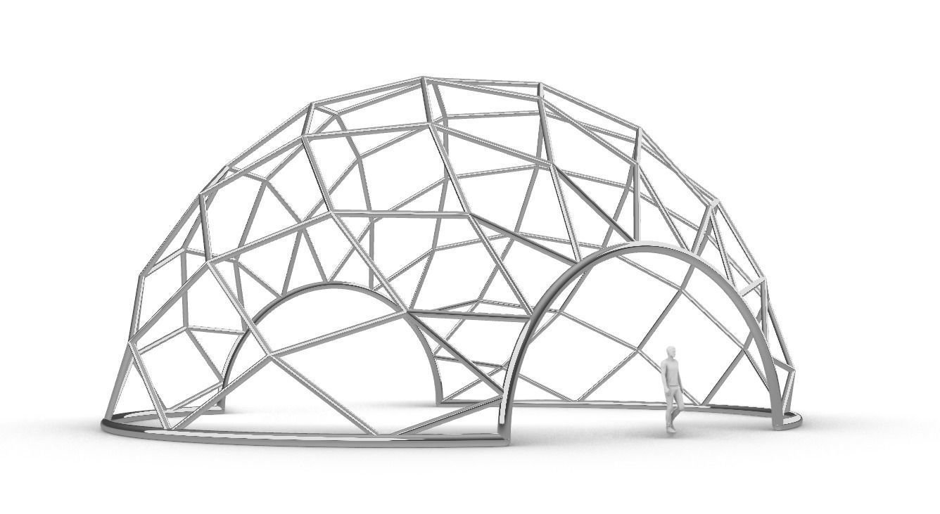 Diagonal Wireframe Dome Architectural Stand Alone Structure v1 3D model_17