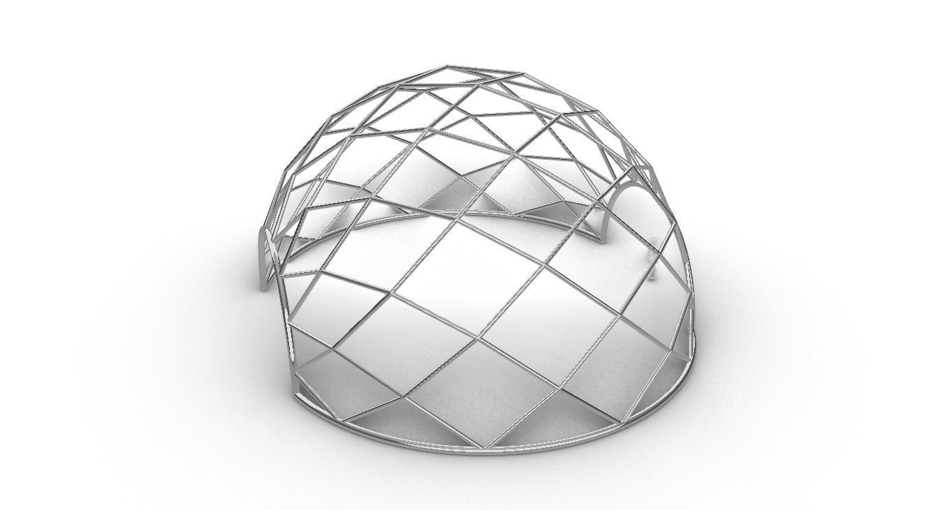 Diagonal Wireframe Dome Architectural Stand Alone Structure v1 3D model_31