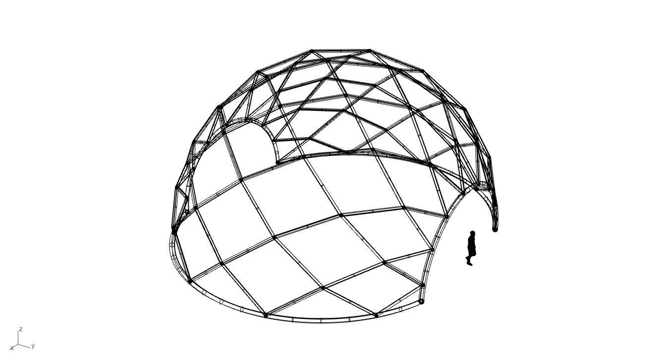Diagonal Wireframe Dome Architectural Stand Alone Structure v1 3D model_65