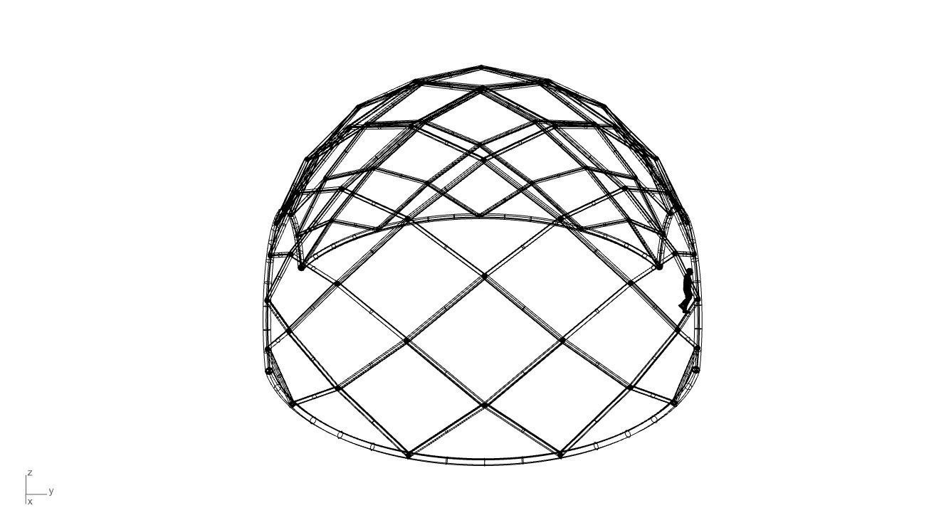 Diagonal Wireframe Dome Architectural Stand Alone Structure v1 3D model_63