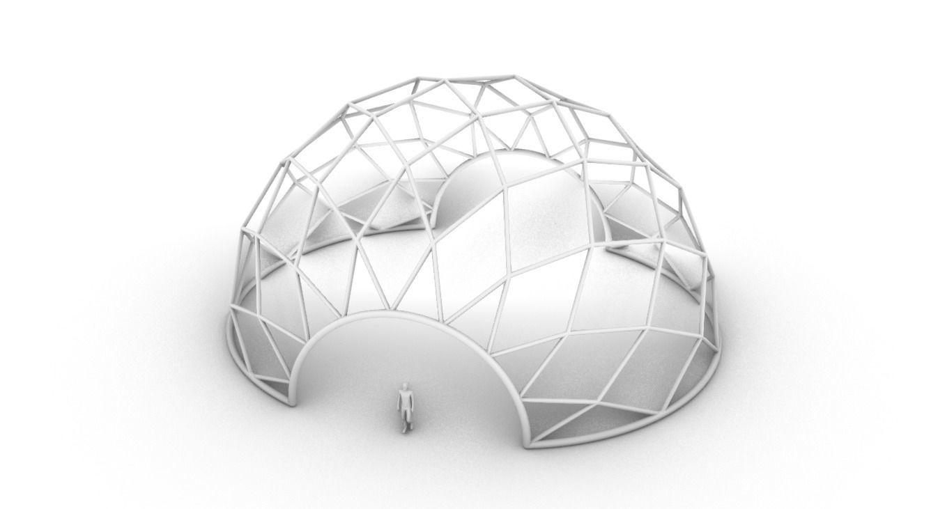 Diagonal Wireframe Dome Architectural Stand Alone Structure v1 3D model_40