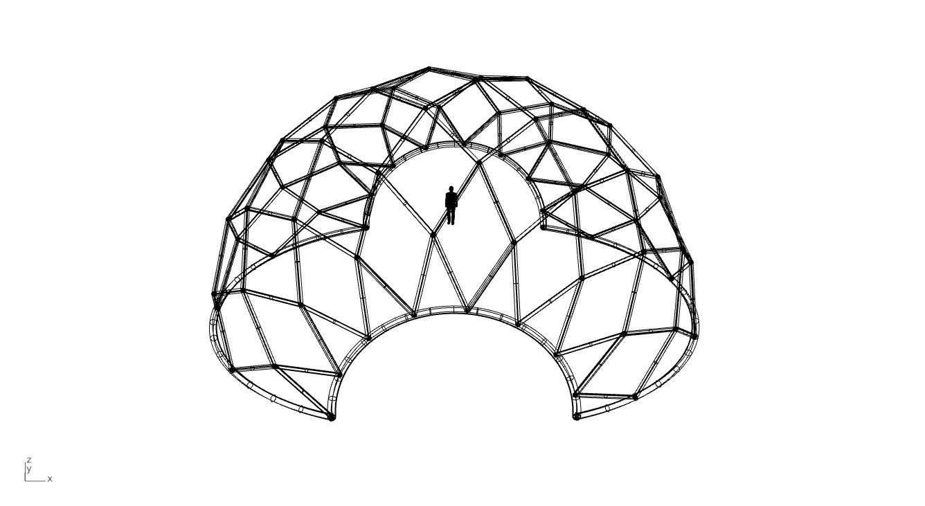 Diagonal Wireframe Dome Architectural Stand Alone Structure v1 3D model_69