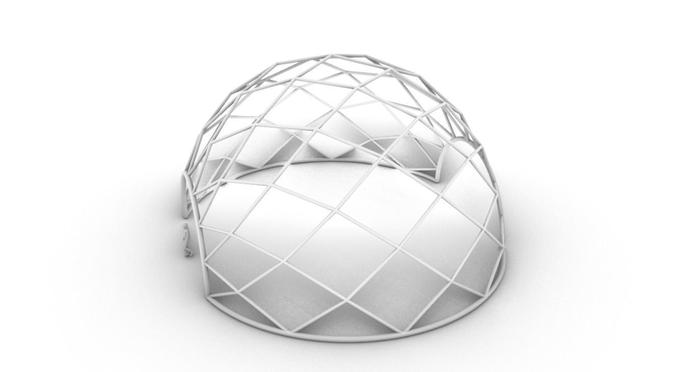 Diagonal Wireframe Dome Architectural Stand Alone Structure v1 3D model_56