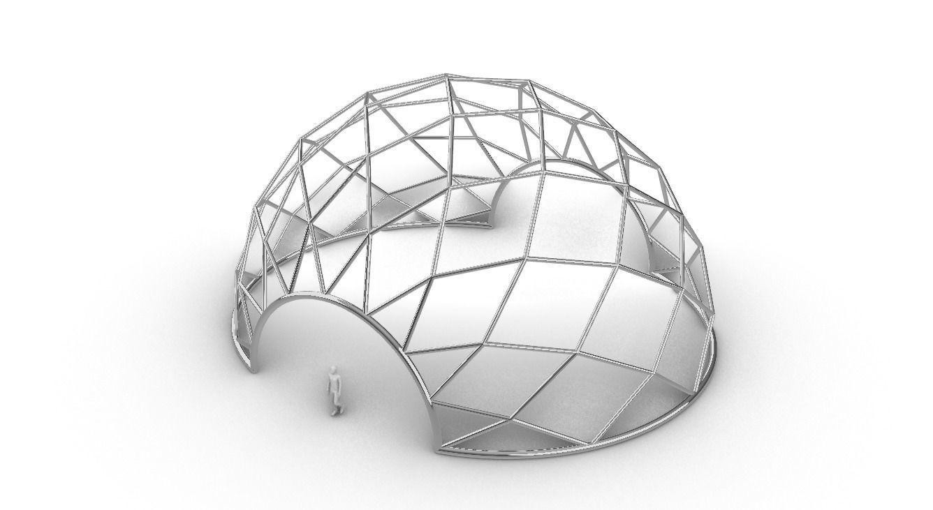 Diagonal Wireframe Dome Architectural Stand Alone Structure v1 3D model_34