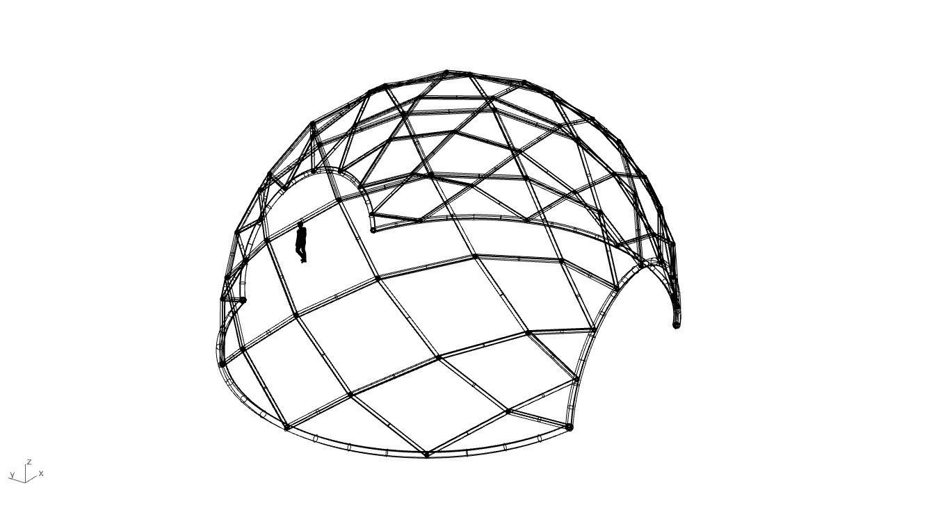 Diagonal Wireframe Dome Architectural Stand Alone Structure v1 3D model_76