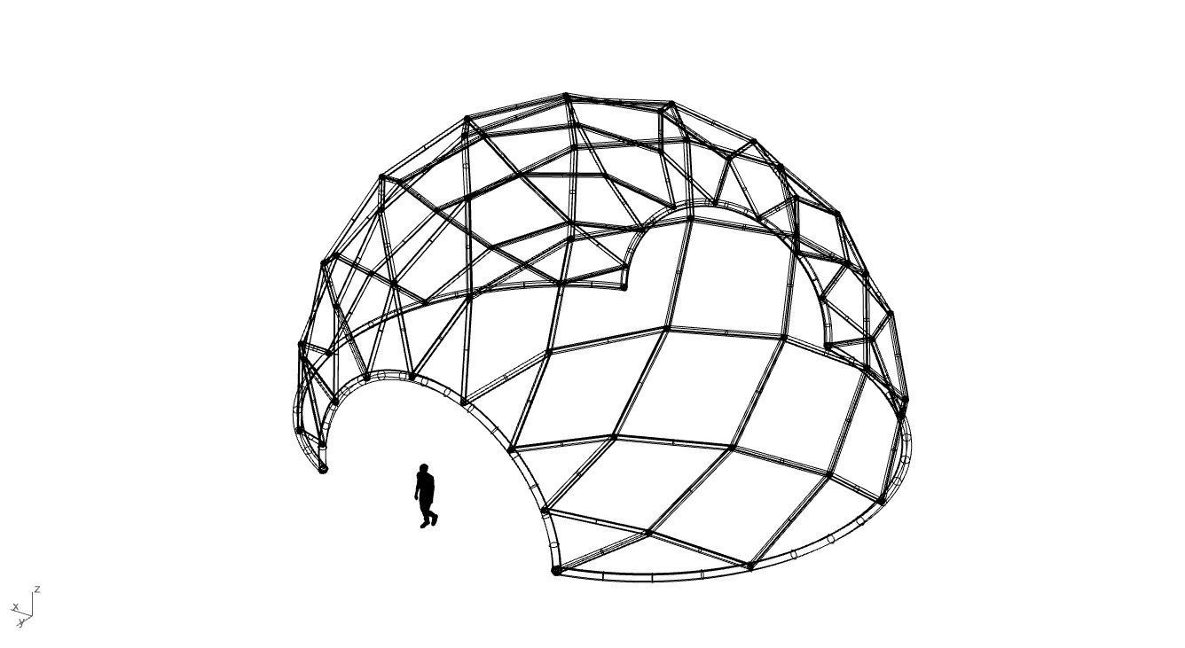 Diagonal Wireframe Dome Architectural Stand Alone Structure v1 3D model_77