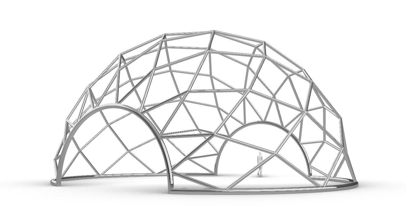 Diagonal Wireframe Dome Architectural Stand Alone Structure v1 3D model_13