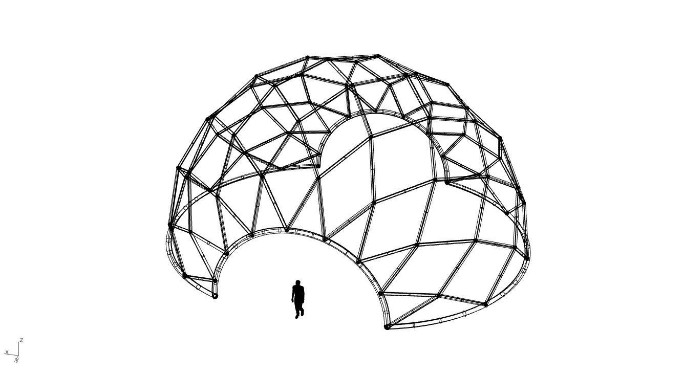 Diagonal Wireframe Dome Architectural Stand Alone Structure v1 3D model_60