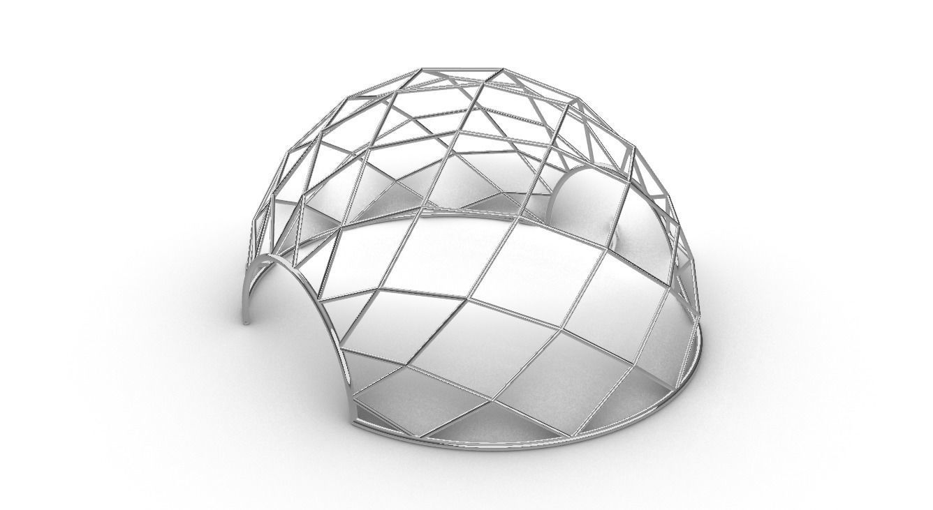 Diagonal Wireframe Dome Architectural Stand Alone Structure v1 3D model_21