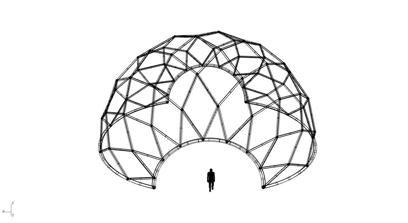 Diagonal Wireframe Dome Architectural Stand Alone Structure v1 3D model_73