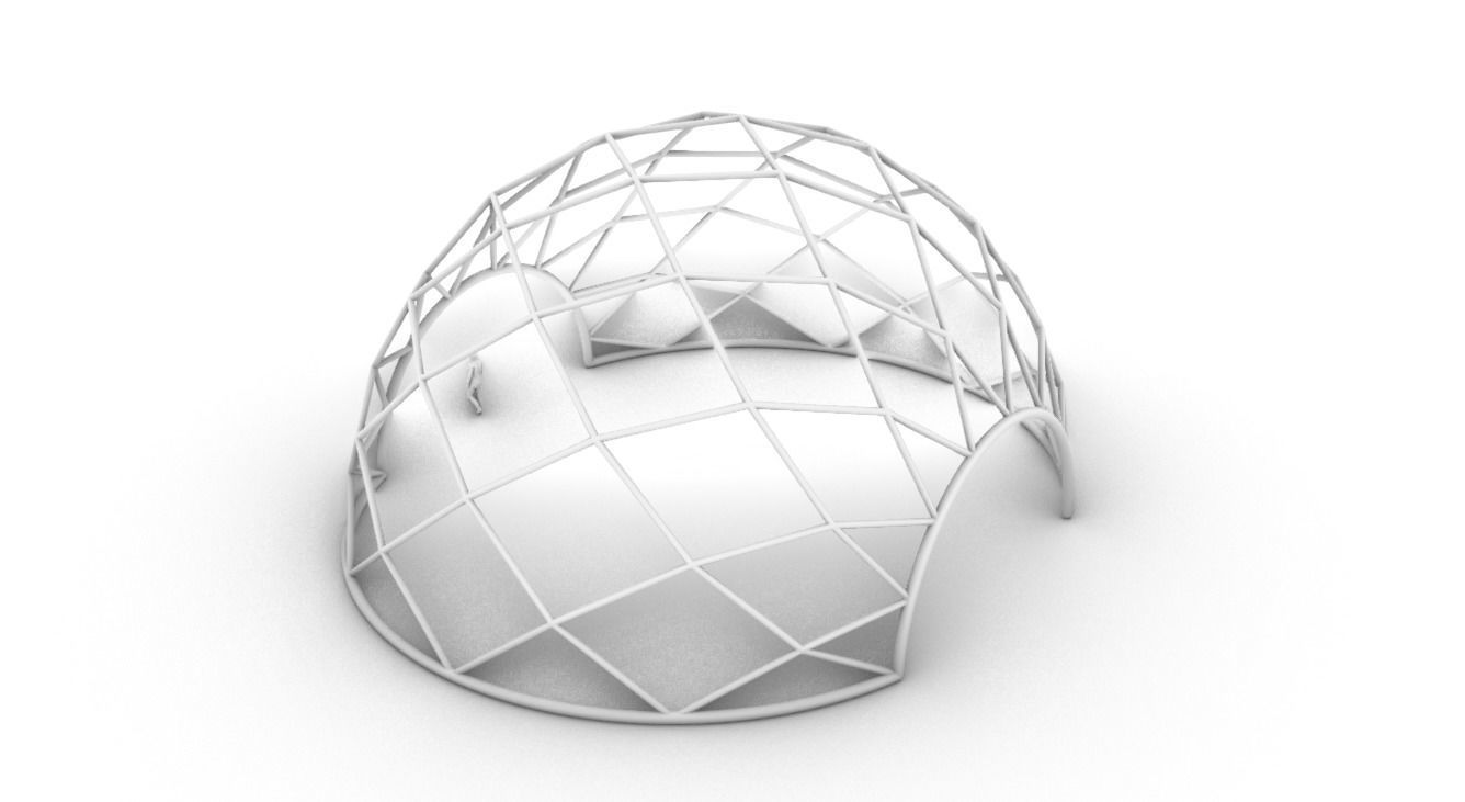 Diagonal Wireframe Dome Architectural Stand Alone Structure v1 3D model_51