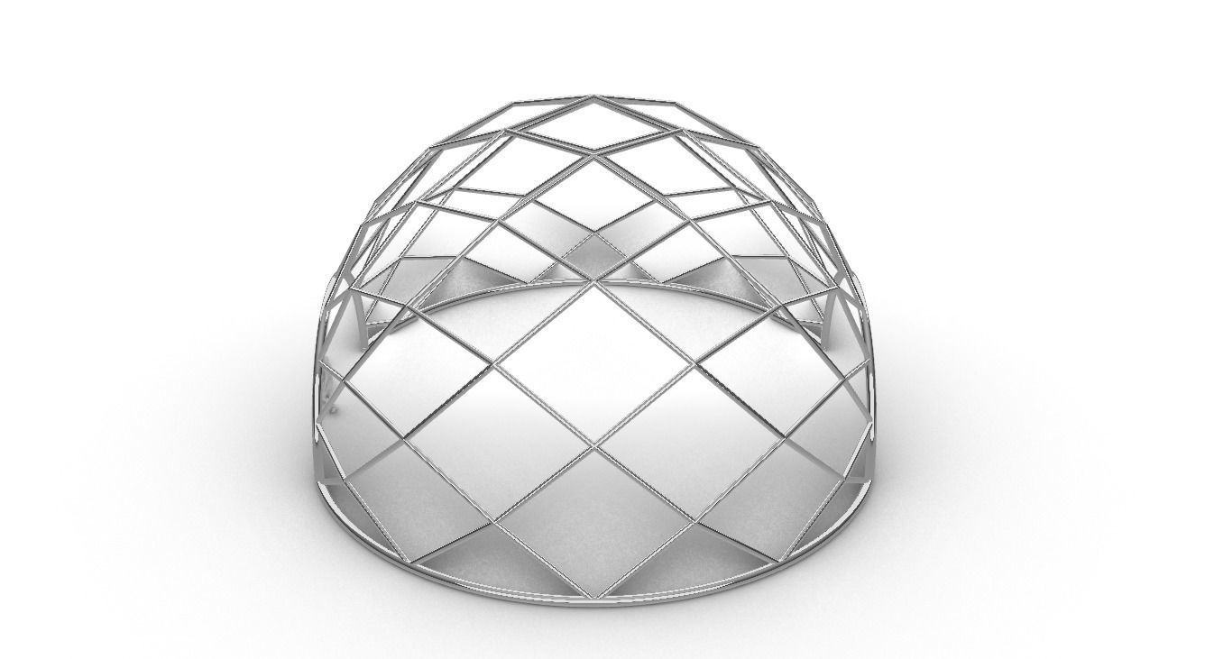 Diagonal Wireframe Dome Architectural Stand Alone Structure v1 3D model_25