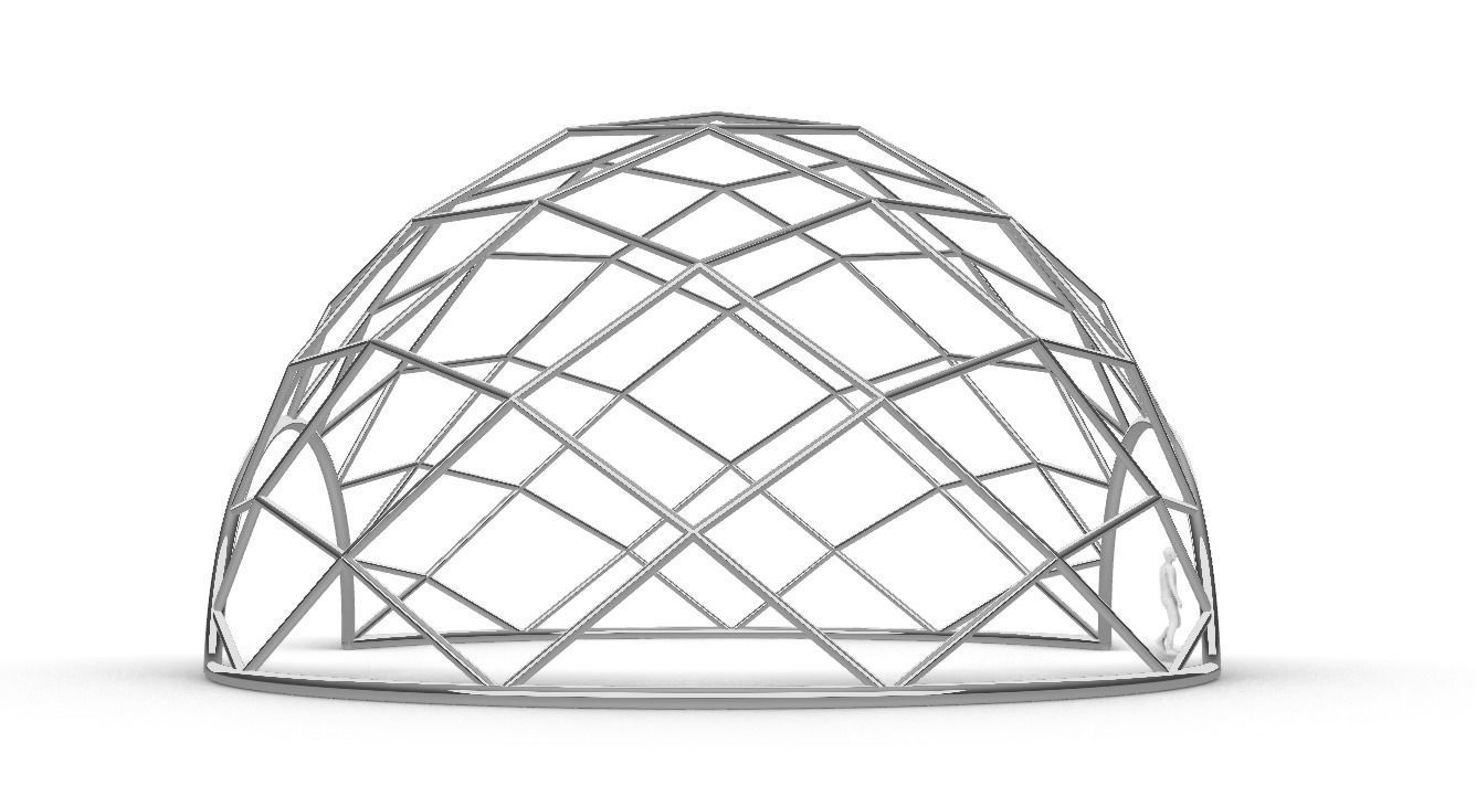 Diagonal Wireframe Dome Architectural Stand Alone Structure v1 3D model_10