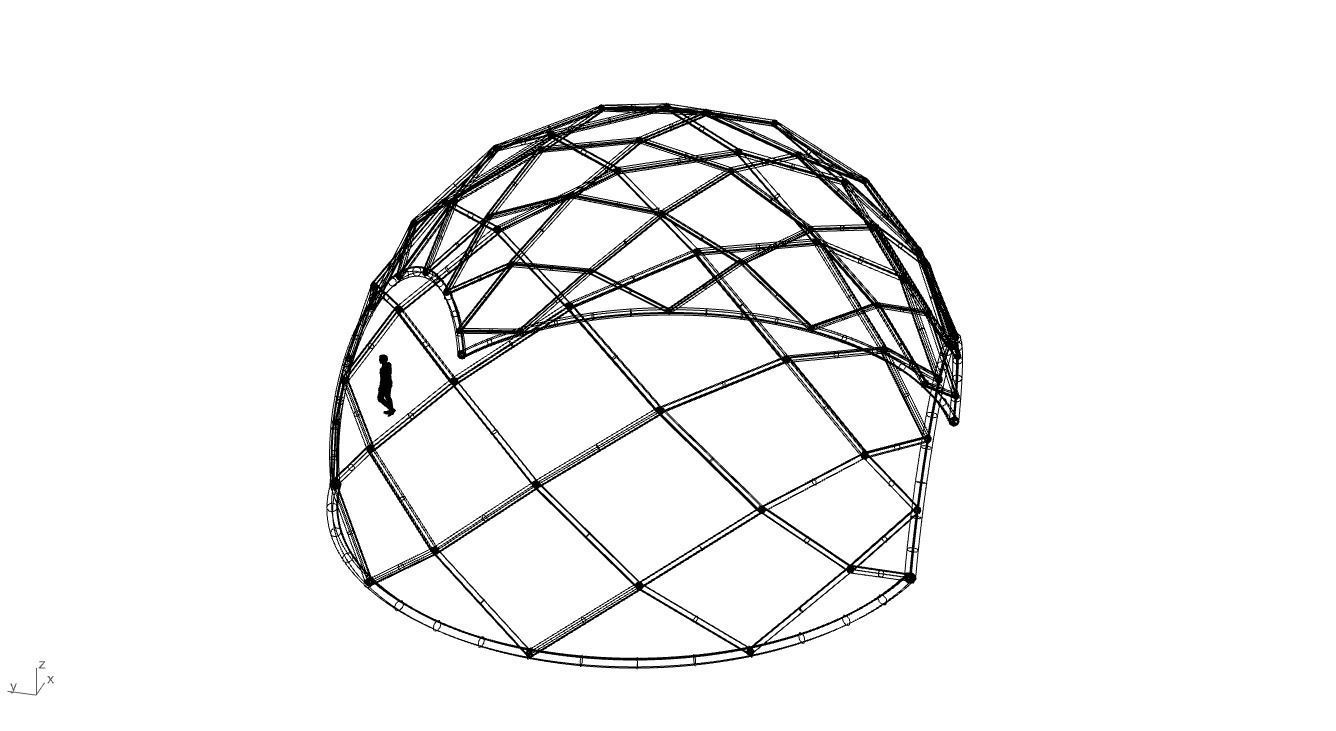 Diagonal Wireframe Dome Architectural Stand Alone Structure v1 3D model_67