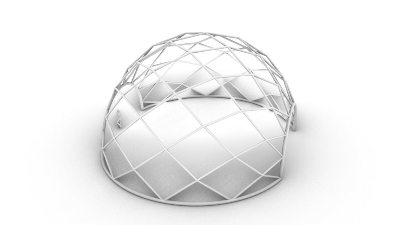 Diagonal Wireframe Dome Architectural Stand Alone Structure v1 3D model_48