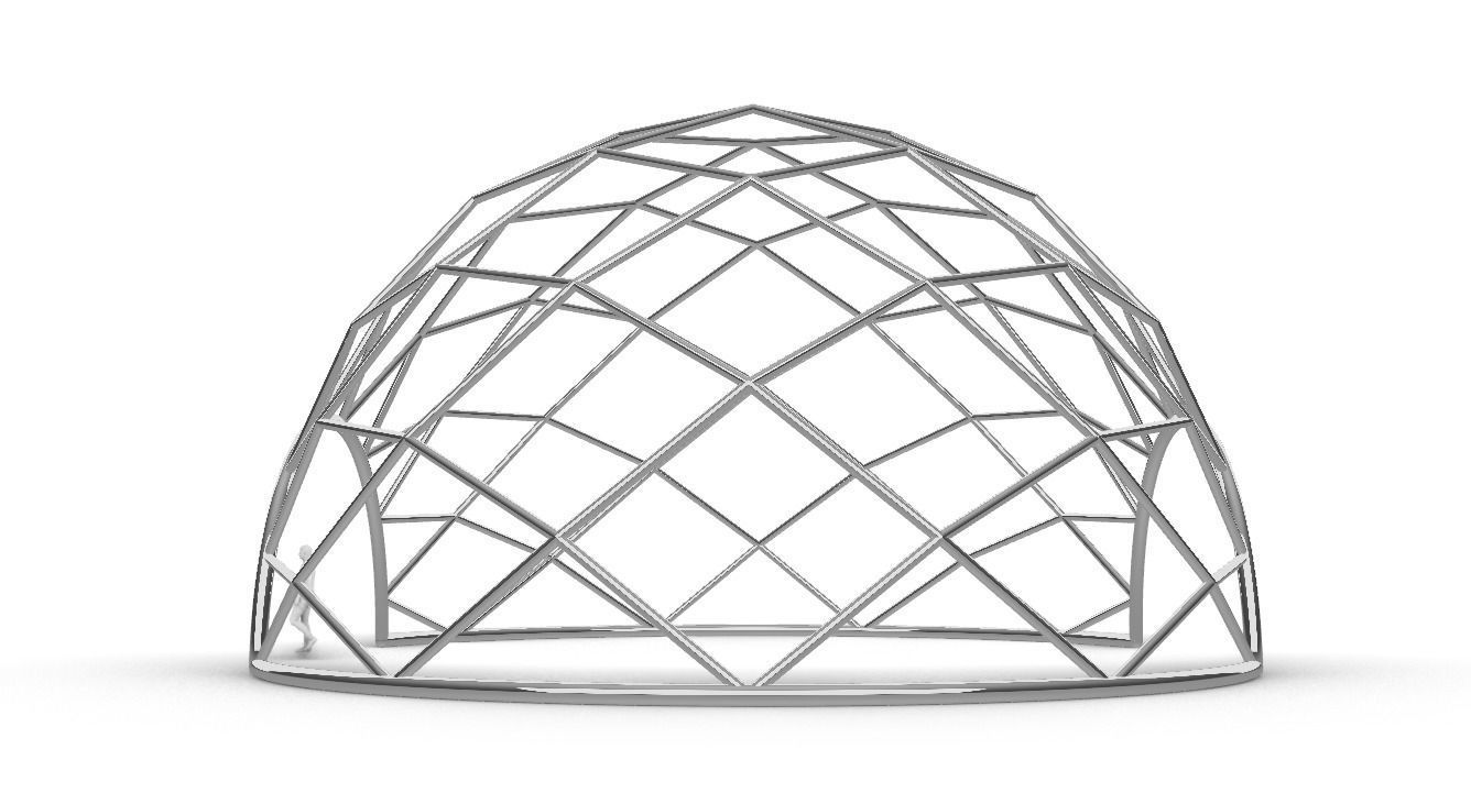 Diagonal Wireframe Dome Architectural Stand Alone Structure v1 3D model_2