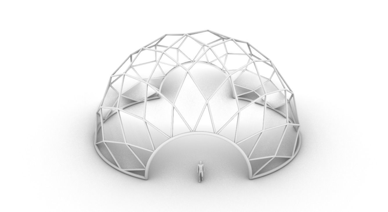 Diagonal Wireframe Dome Architectural Stand Alone Structure v1 3D model_58