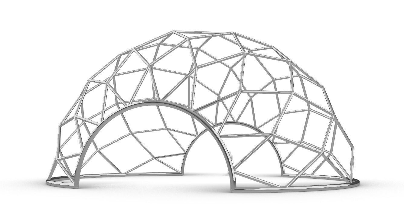Diagonal Wireframe Dome Architectural Stand Alone Structure v1 3D model_5