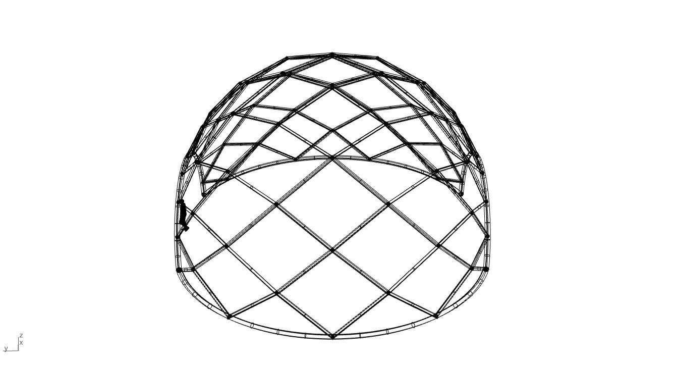 Diagonal Wireframe Dome Architectural Stand Alone Structure v1 3D model_74