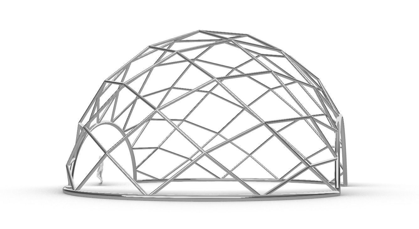 Diagonal Wireframe Dome Architectural Stand Alone Structure v1 3D model_3