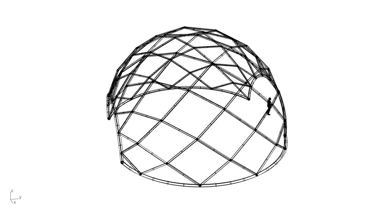 Diagonal Wireframe Dome Architectural Stand Alone Structure v1 3D model_64