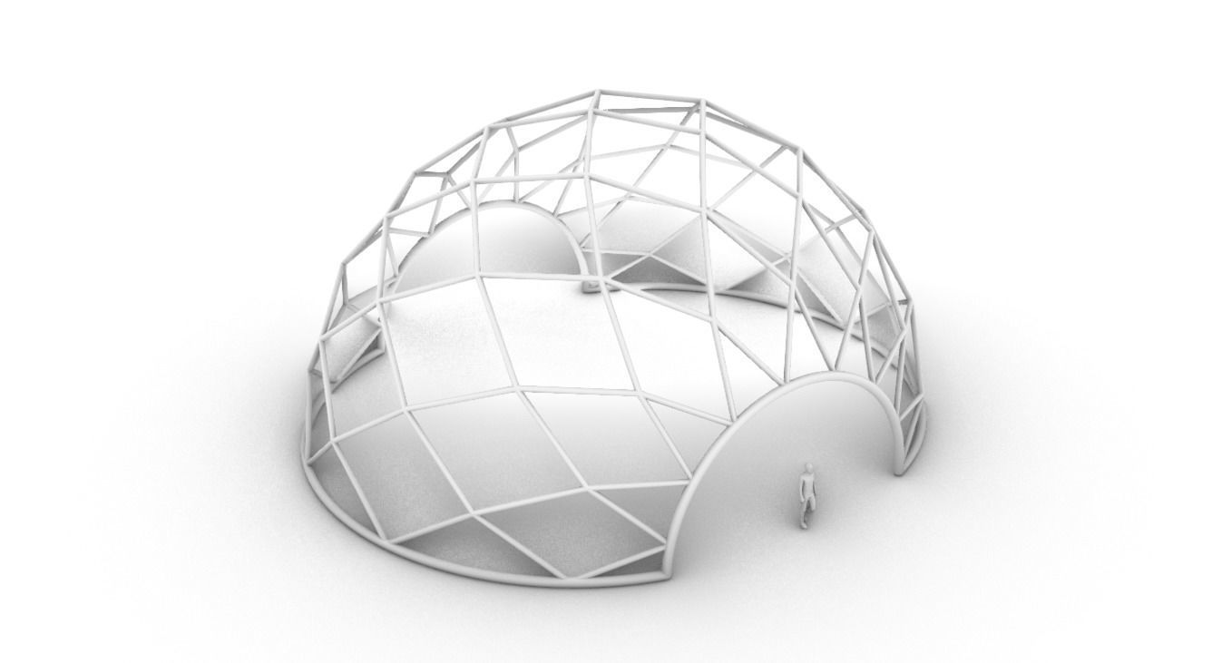 Diagonal Wireframe Dome Architectural Stand Alone Structure v1 3D model_47